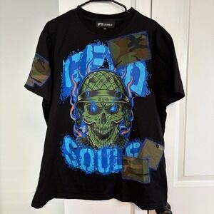 GFTD Los Angeles Black Skull Graphic Patchwork T‎ Shirt 3XL